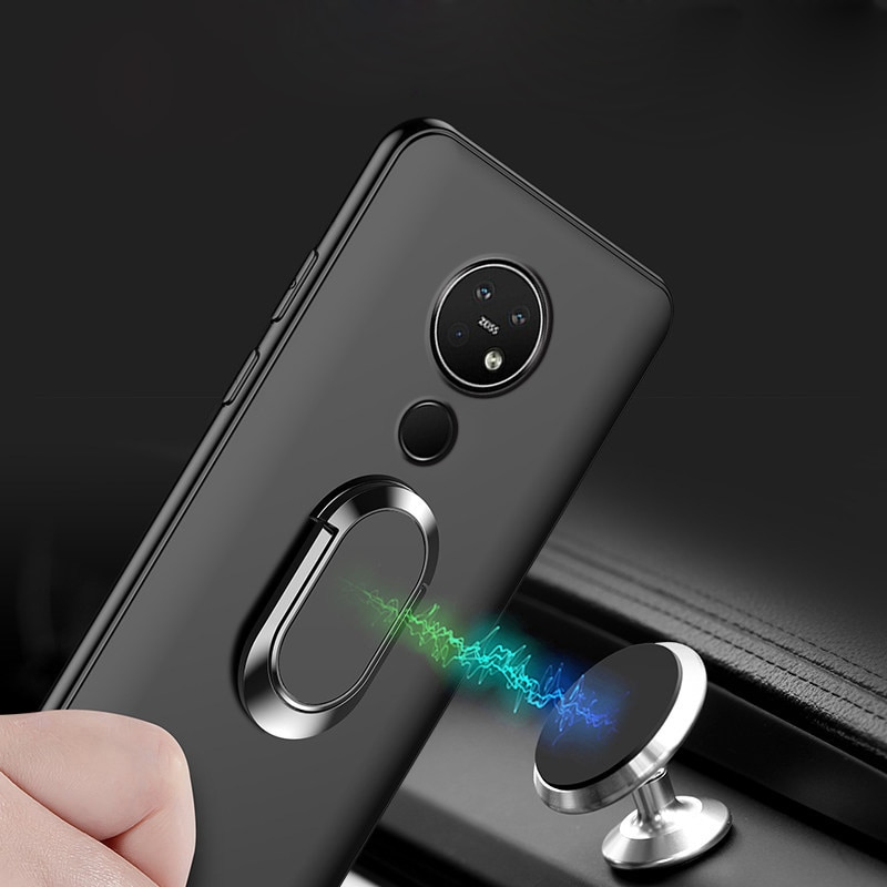 Case On For Nokia 7.2 Case For Nokia 7.2 Soft Magnetic Magnet Car Finger Ring Case For Nokia 7.2 TA-1196 TA-1181 TA-1178 TA-119