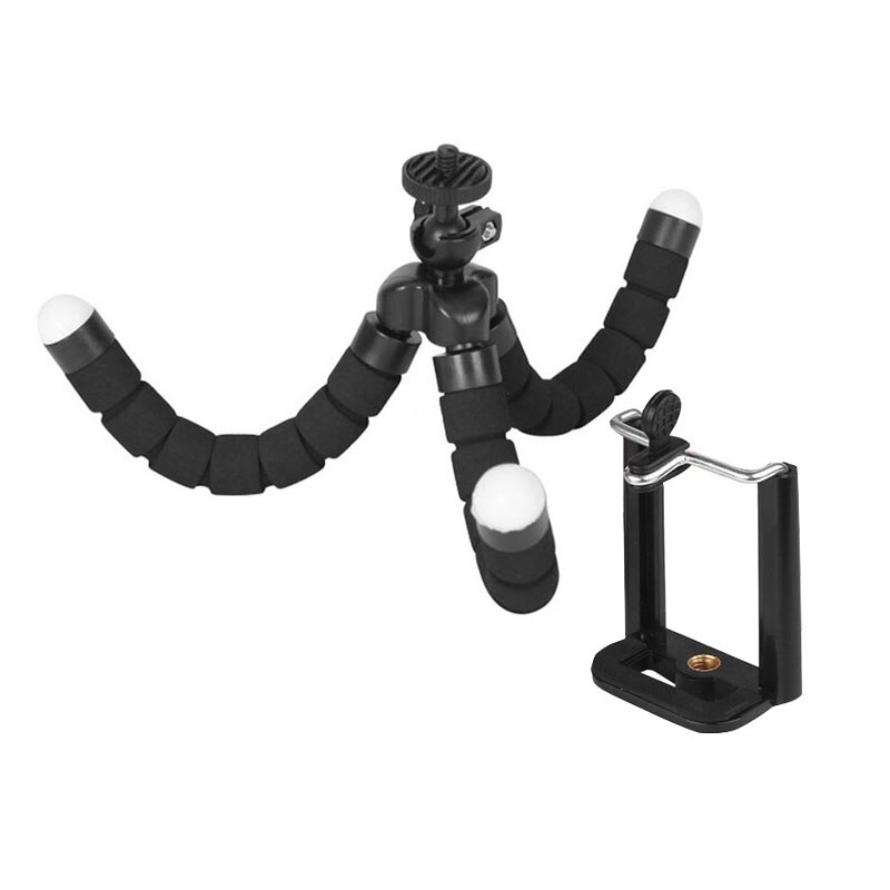 1 pçs esponja flexível polvo mini tripé com bluetooth remoto obturador para iphone mini câmera tripé suporte do telefone clipe: black