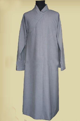 unisex thick cotton zen shaolin Buddhist Monks robe uniforms suits abbot gown laymeditation clothing gray yellow 2colors: XXL / gray