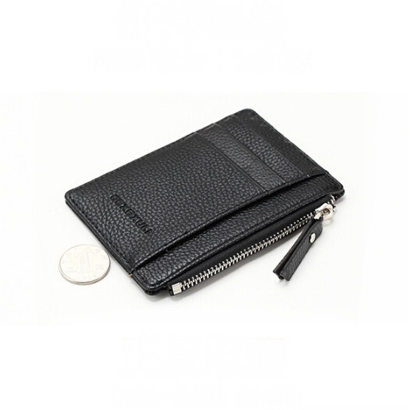 Men/Women Mini ID Card Holders Business Credit Card Holder PU Leather Slim Bank Card Case Organizer Wallet Zipper Unisex