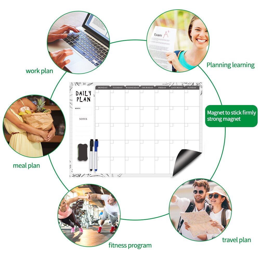 Magnetische freundlicher Kalender Täglichen Lernen Zeitplan Verantwortung diagramm Monatliche Planer Trocken Wischen freundlicher Schreiben Zeichnung Nachricht Bord