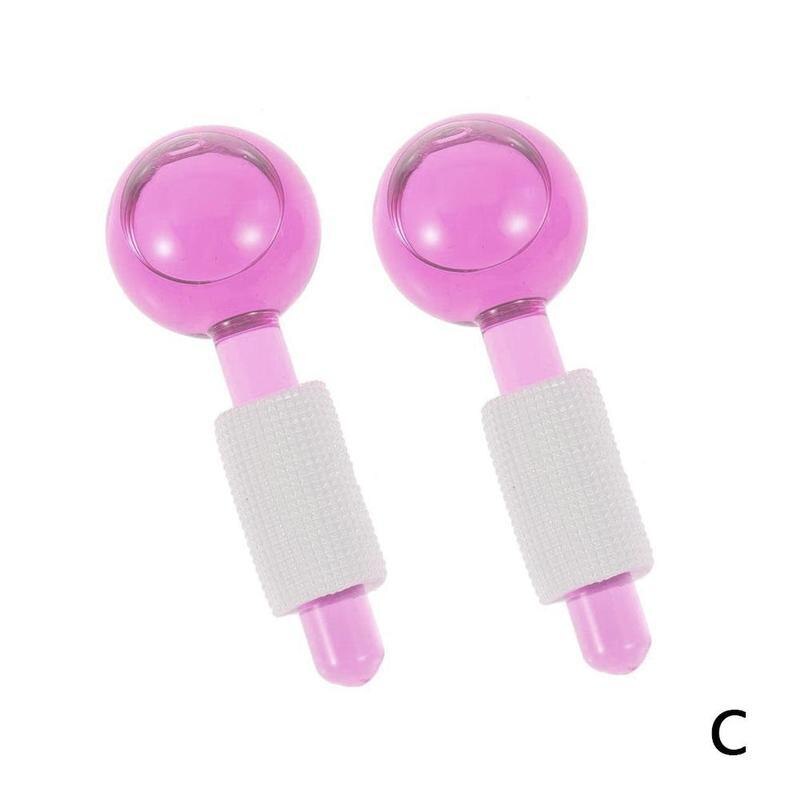 2Pcs Energie Massage Ijs Bal Rimpel Remover Schoonheid Cooling Bal Glas Globes Gezicht Bloedsomloop Crystal Ice Globes: C