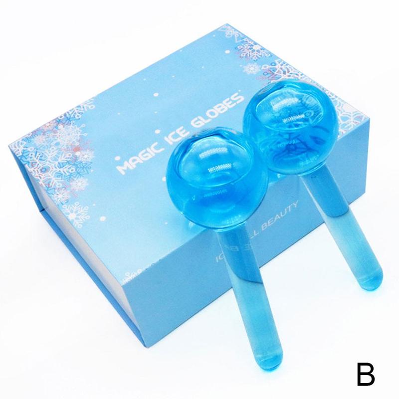 Pink Crystal Ice Ball Ice Therapy Massage Glass Beauty Ball: blue