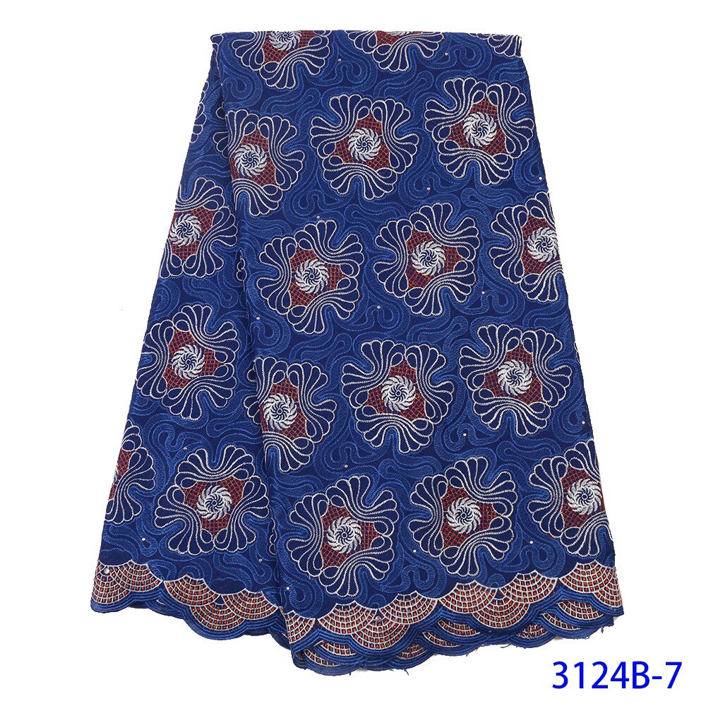 Swiss Voile Lace in Switzerland African Fabric Cotton Laces Fabric Embroidery Lace with Stones for Women KS3124B: Picture 7