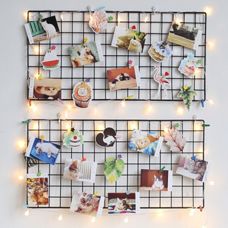 Nordic Ins Thuis Wanddecoratie Ijzeren Rooster Decor Fotolijst Ansichtkaarten Diy Wall Art Display Opbergrek Houder Plank Organisator