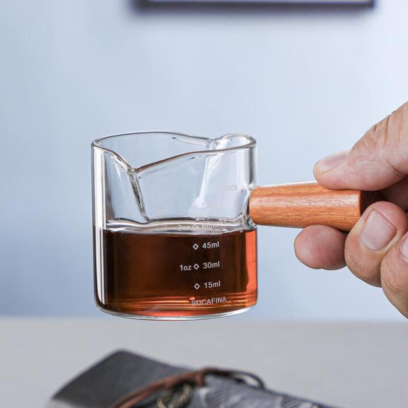 70Ml/75Ml Hittebestendige Glas Espresso Maatbeker Dubbele Mond Glas Melkkan