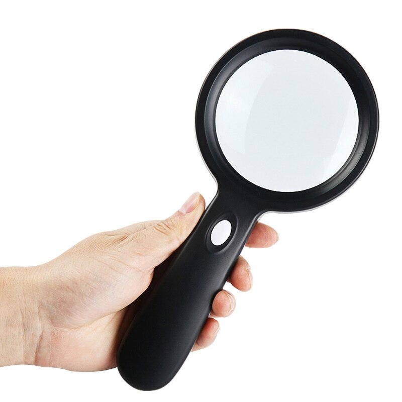 Lighted Magnifying Glass-10X Hand held Large Reading Magnifying Glasses with 12 LED Illuminated Light for Seniors, Repair, 55KD