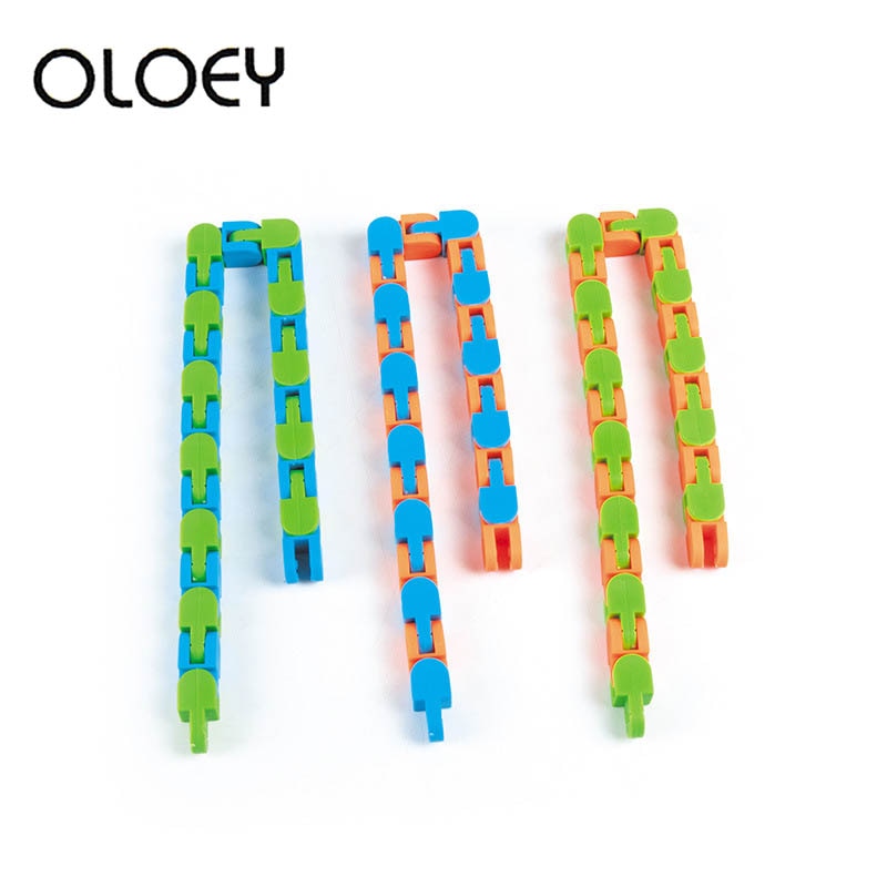 Tangles Fidget Tiys Colorful Puzzle Sensory Tracks Snap Finger Toy 24 Bicycle Chain Track Pressure Relief Toy