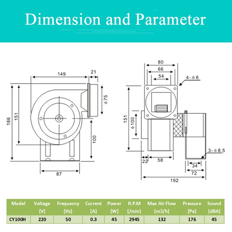 CY100H High temperature resistant fan centrifugal fans sirocco blower fan fireplace stove boiler fan 220V