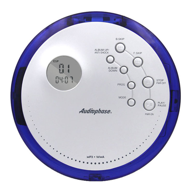 Portable CD Player Walkman Support MP3/WMA/CD-R/CD-RW Power by AA Battery Built-in Battery Charge System