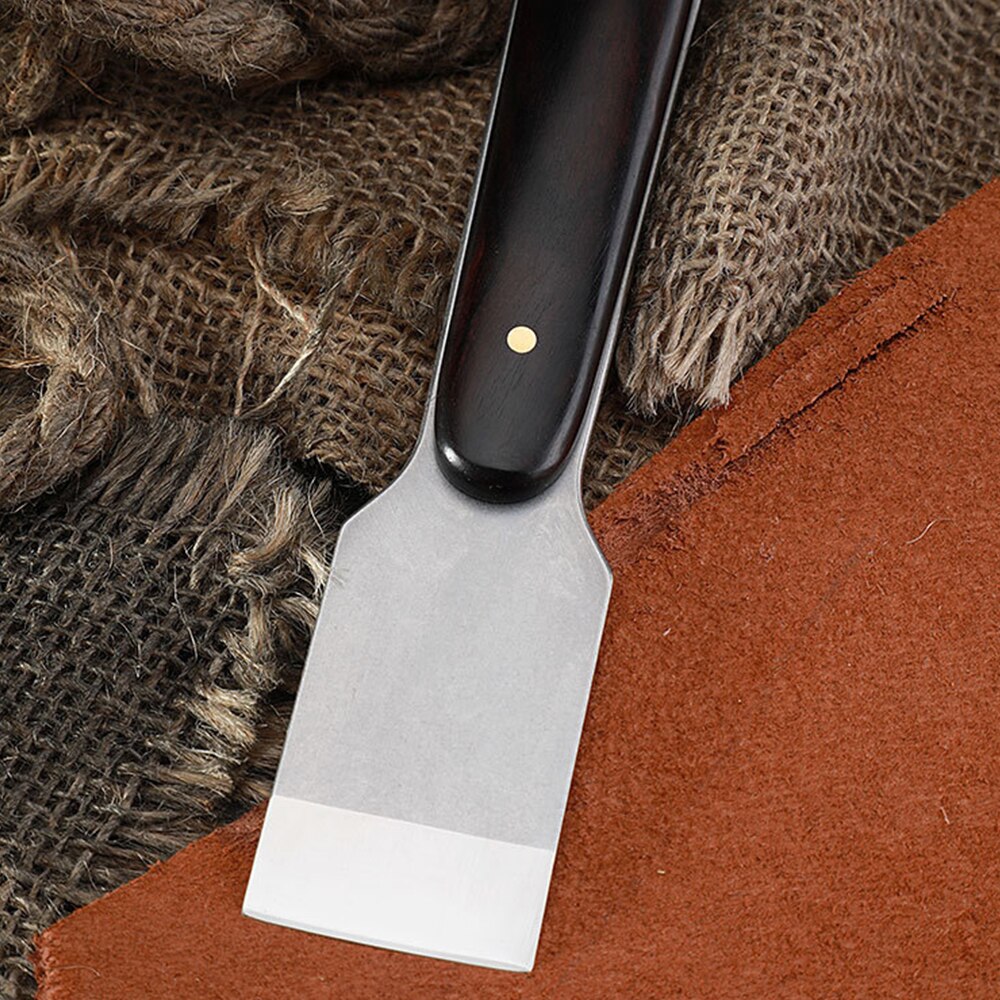 Sharp Leather Skiving Knife Stainless Steel Leather Cutting Knife Craft Tool with Wooden Handle Leathercraft Cut