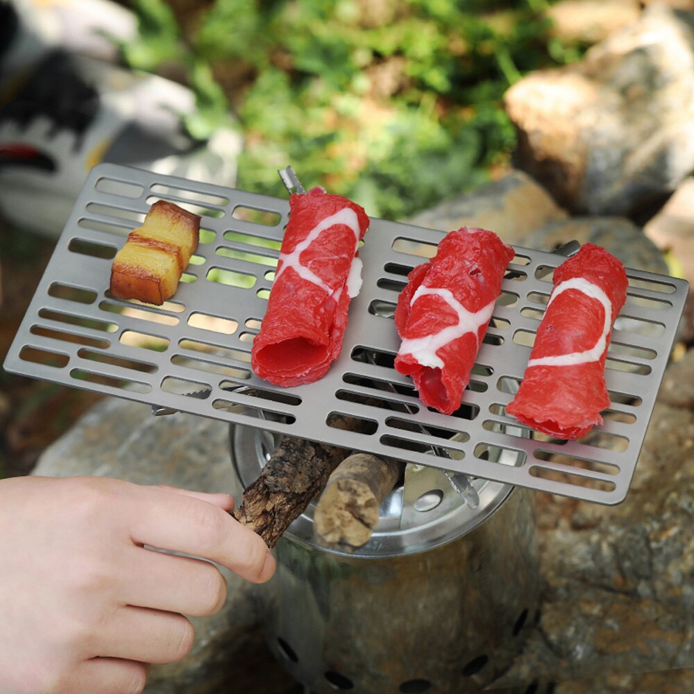 Titanium Charcoal Bbq Grill Barbecue Plate Camping Hiking Outdoor Grill Net Portable