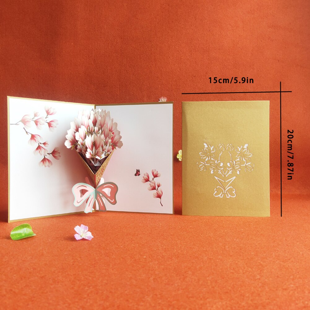 3D Pop Up Cards Flower Bouquet Greeting Card Anniversary Mothers Day Valentine Birthday Christmas Cards For Mom Sympathy