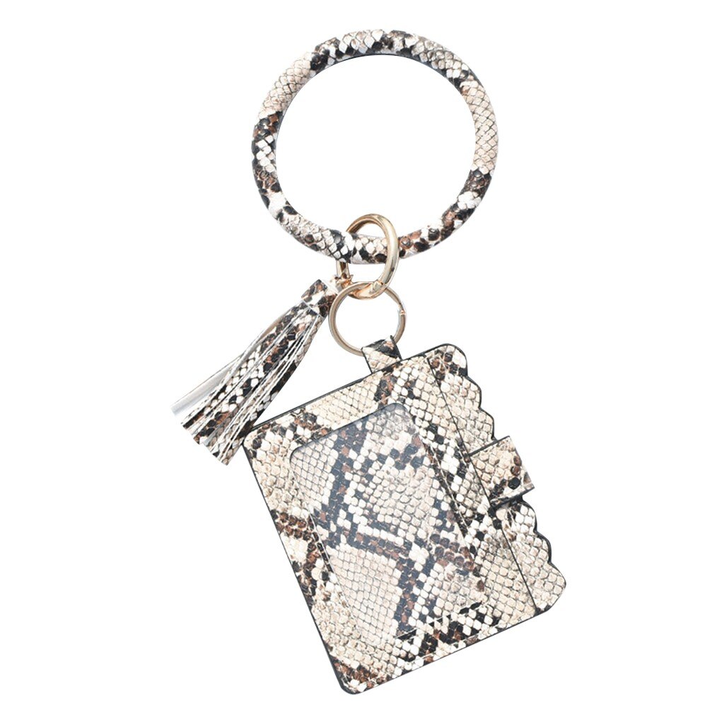 Grote Armband Sleutelhanger Kaart Mode Multifunctionele Pu Lederen Telefoon Portemonnee Houder Kwastje Bangle Key Ring Wristban Met Portemonnee d3: E