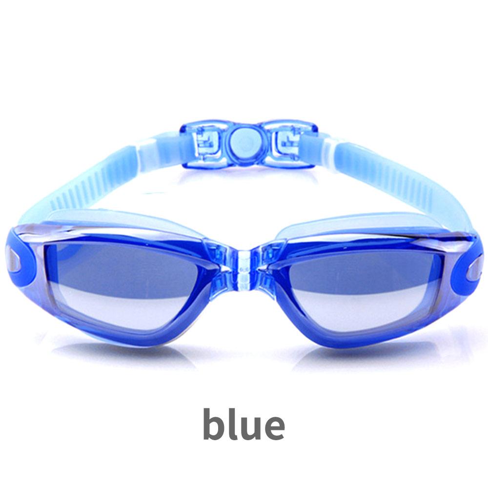 Mænd kvinder svømmebriller silikone nærsynethed anti-tåge uv svømmebriller med ørepropp sportsbriller silikone очки: Blå