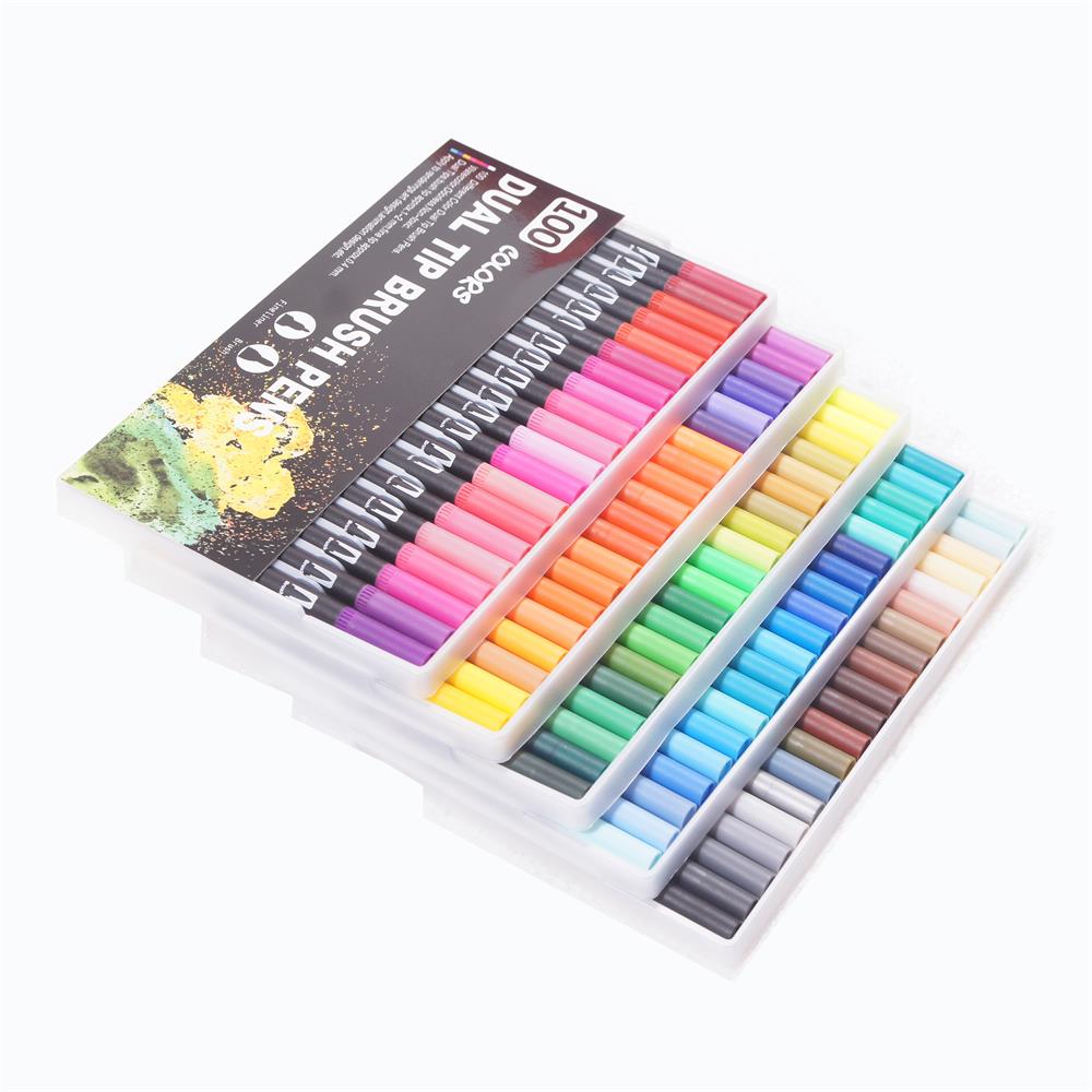 100 Colors Fine Liner Dual Tip Art Markers Watercolor Brush Pen Set For School Art Supplies Best Effect For Drawing And Painting