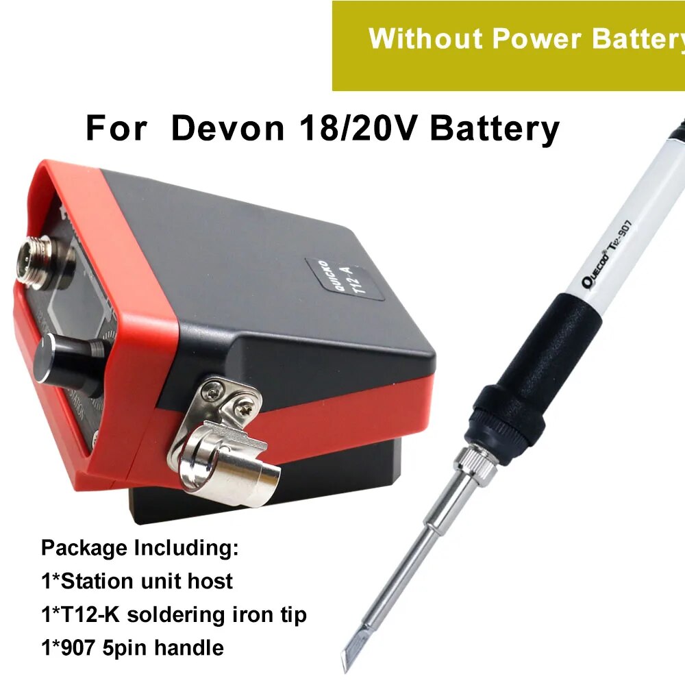 72W T12 Akku-Lötstation Lötkolben für Dewalt/Makita/Milwaukee/Worx Akku 20V Max Li-Ionen-Akku für DIY-Reparatur: WHITE