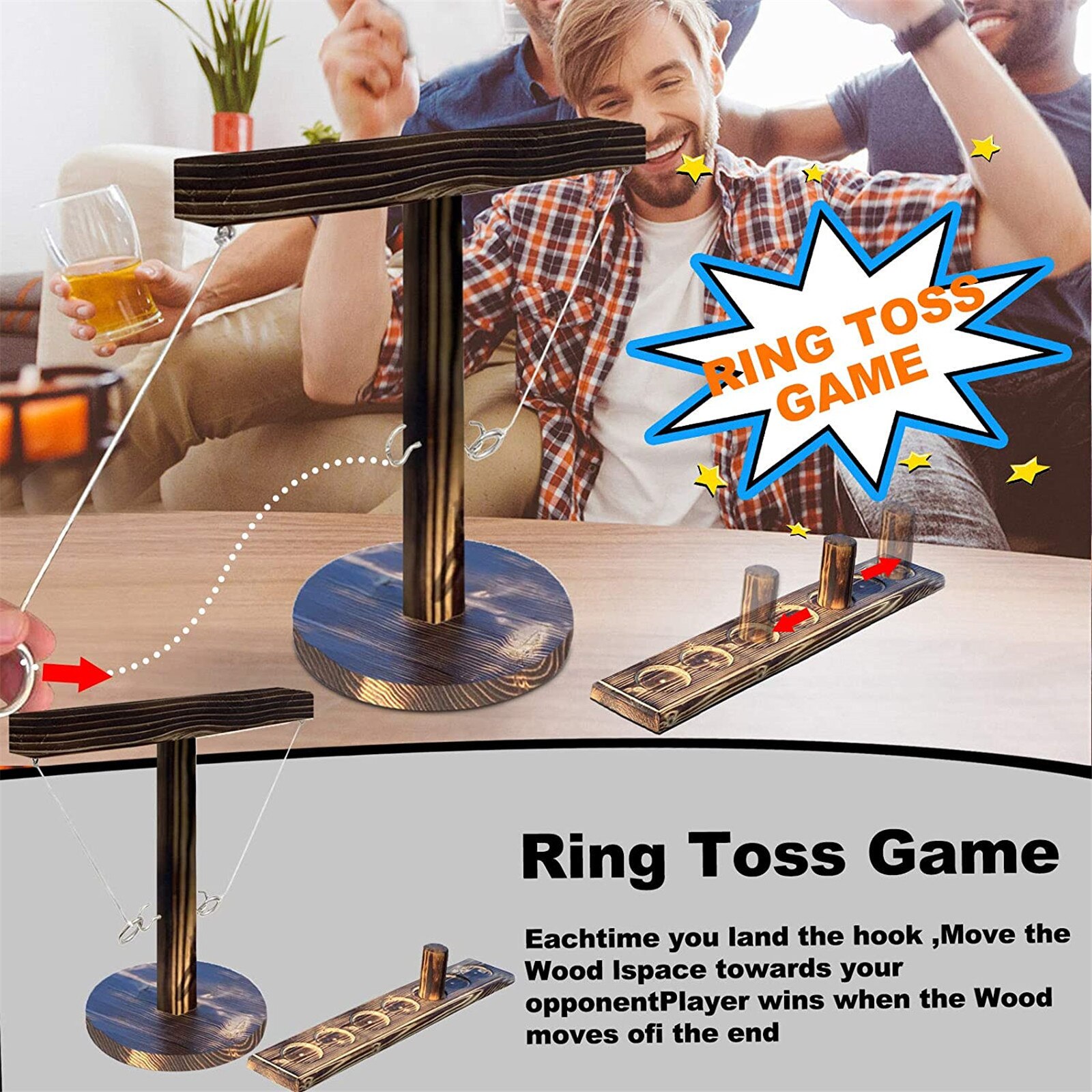 Drinking Game Speelgoed Houten Ring Toss Game Handheld Board Game Ring Haak Game Voor Thuis Bar Party Drinken Voor kinderen Party