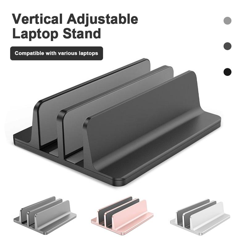 Vertikal verstellbarer laptopständer aus aluminium für macbook pro, air, tragbare notebooks, tablets, aufbewahrungsmöglichkeiten, basis und buchhalter