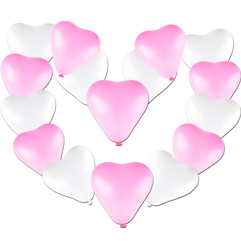 12 inch Heart latex balloons party decoration wedding supplies: pink and white 16pcs
