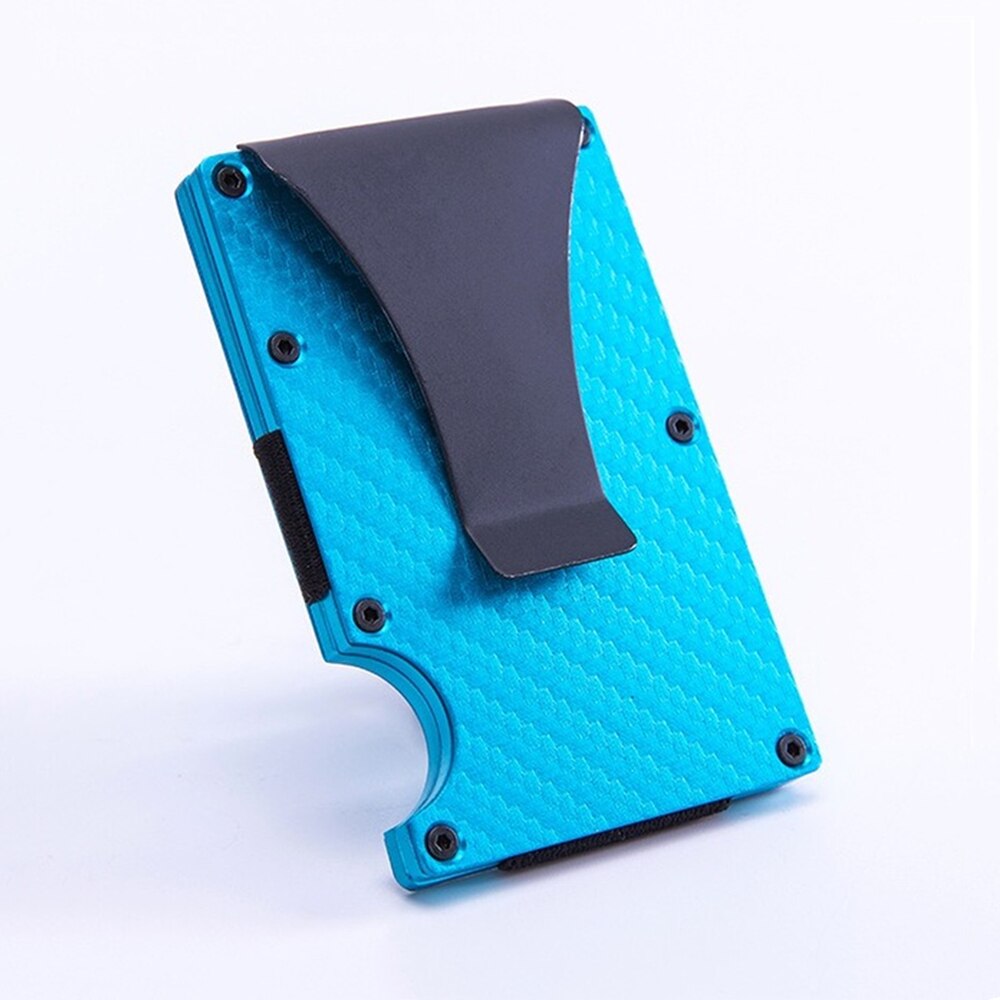 Men's Credit Card Holder Leather Bank Card Wallet: Blue