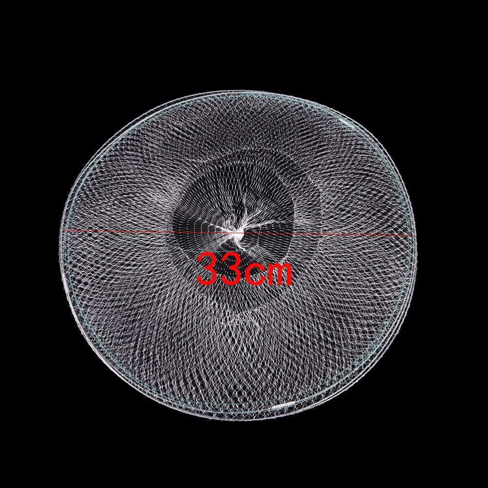 White Shrimp Net Folding Round Metal Frame Nylon Mesh Crab Crawdad Shrimp