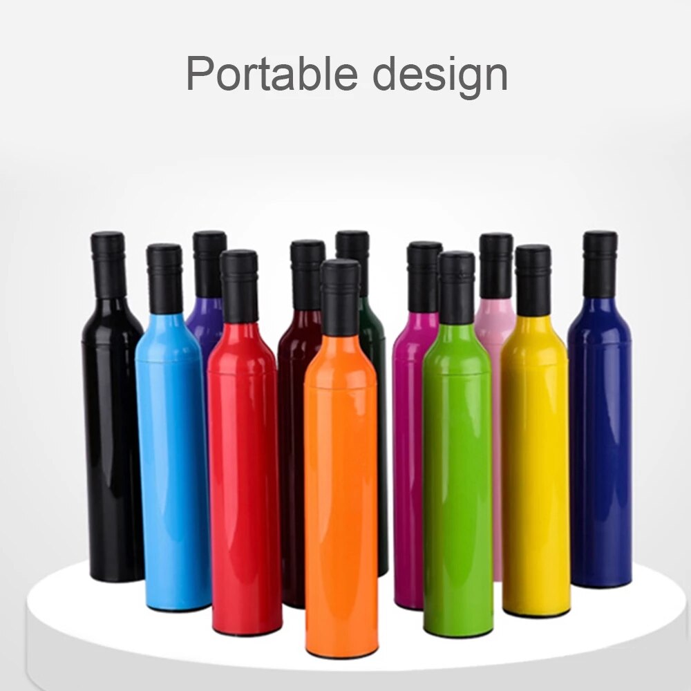 Paraguas para botella de vino para hombre y mujer, sombrilla portátil plegable, automática, resistente al viento, UV, para lluvia y sol, creativos