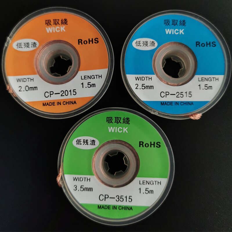 1.0mm 1.5mm 2mm 2.5mm 3mm 3.5mm 1.5M Desoldering Wires Braid Welding Solder Remover Wick Wire Lead Cord Flux BGA Repair Tool