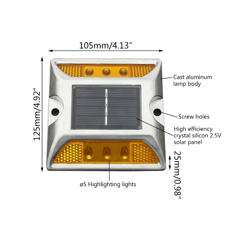 Route Voyant Étanche En Aluminium LED Solaire Lumières de Plate-Forme Extérieure Sol Feux LED Solaire