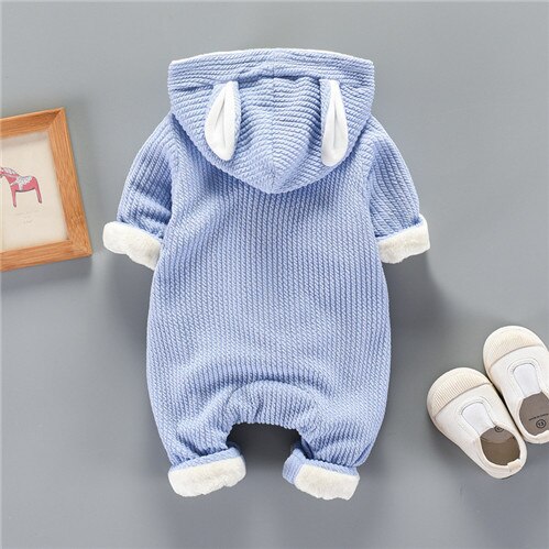 Pasgeboren Baby Romper Overalls Winter Dier Peuter Plus Fluwelen Warme Bovenkleding Jas Voor Jongens Meisjes 0-1 Jaar bodysuit: light blue / 6m