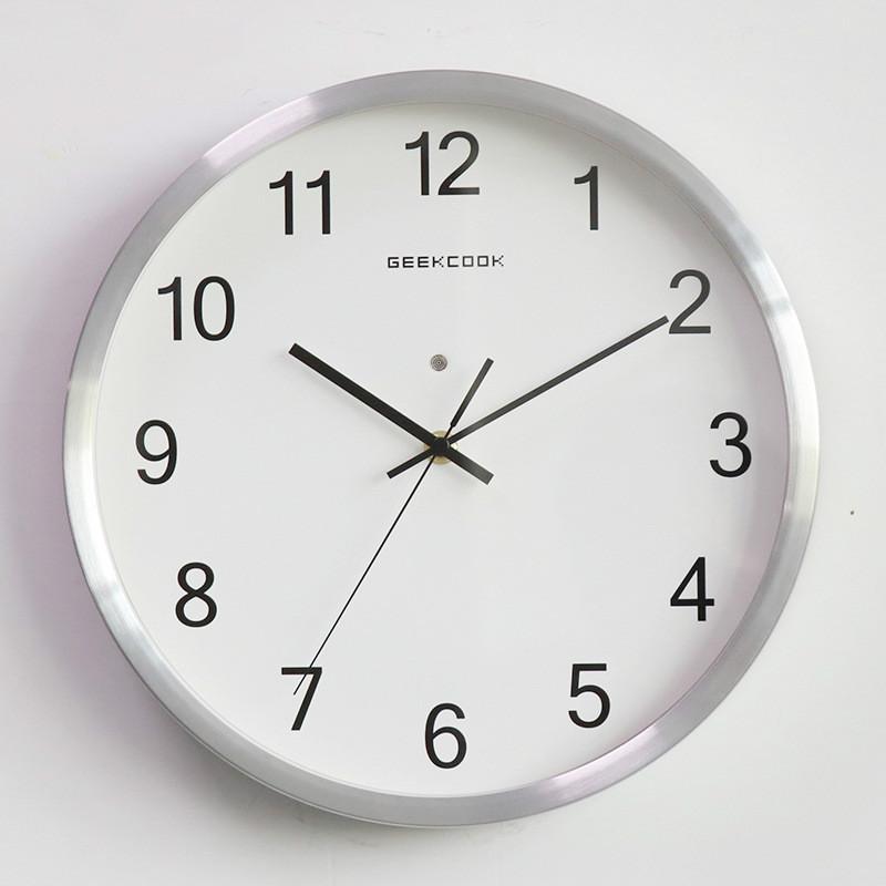 leuchtend Wanduhr Große Anzahl Hängen Uhren Ruhigen dunkel glühend Wanduhren Moderne LED Uhren Dekoration Für Wohnzimmer: Silber