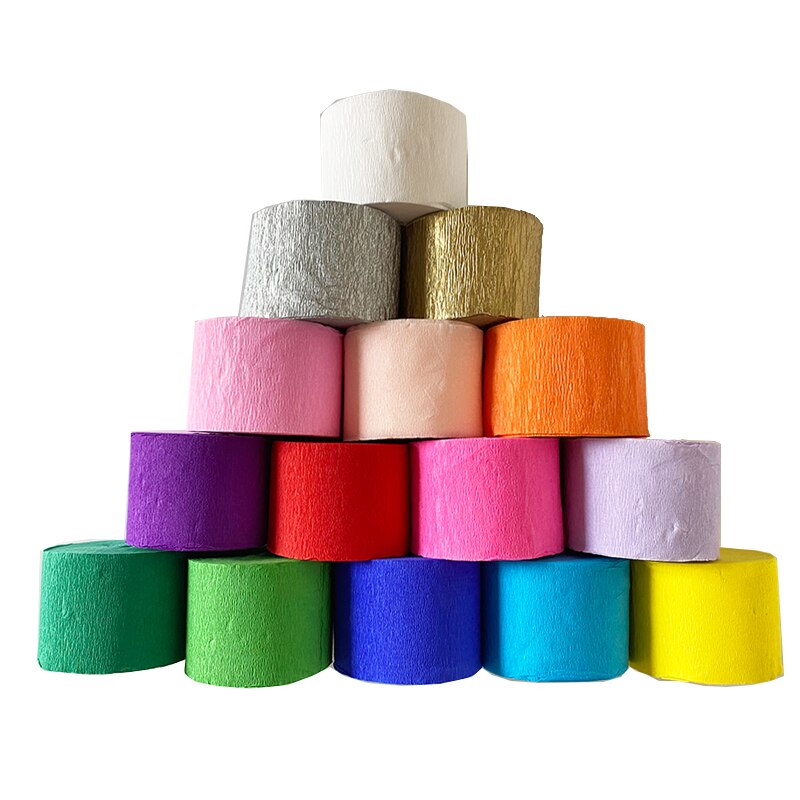 Banderole de fête en papier froissé, 82 pieds, 25M, décorations d&#39;arrière-plan colorées en papier crêpe pour enfants, décor de mariage d&#39;anniversaire