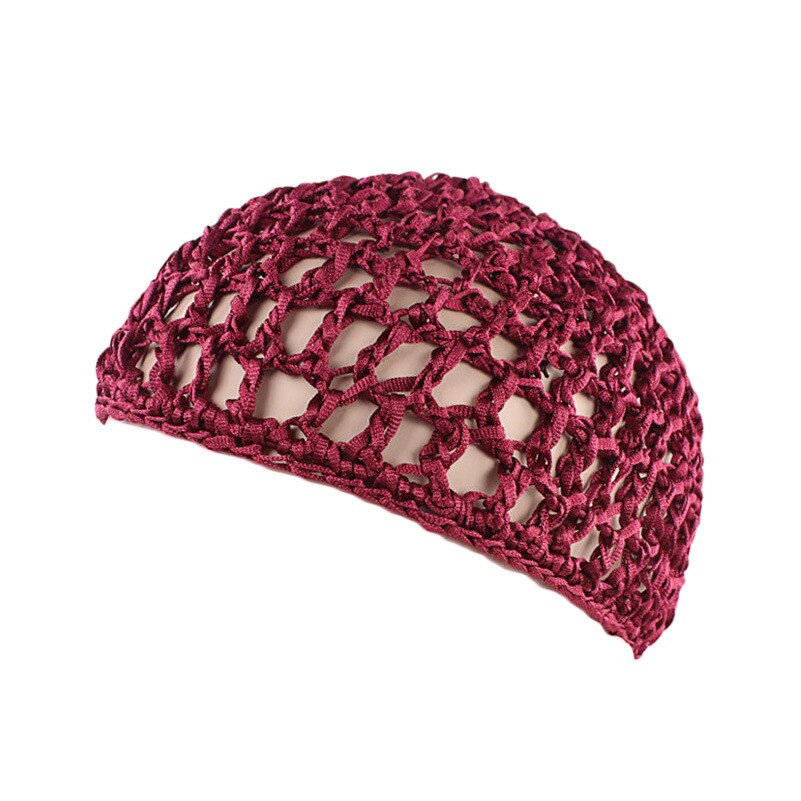 Vrouwelijke Mesh Haarnet Handgemaakte Gehaakte Hoed Effen Kleur Multi-color Keuze Populaire Leisure Haarverzorging Slapen Cap Haar netto Hoed Netto: Wine red