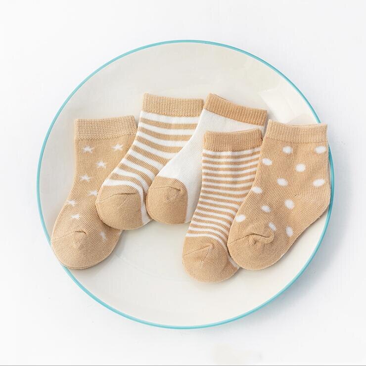 Calcetines suaves y transpirables para niños, medias de tubo medio, para el suelo, de verano, baratos, 5 par/lote: Style1 / 4-6years