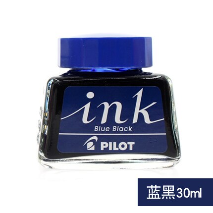 Japan Pilot Non-carbon ink Pens INK-30 Quick-drying dyes Pure color 88G Chaisery Smiley pens available ink 30ml for students: Blue black