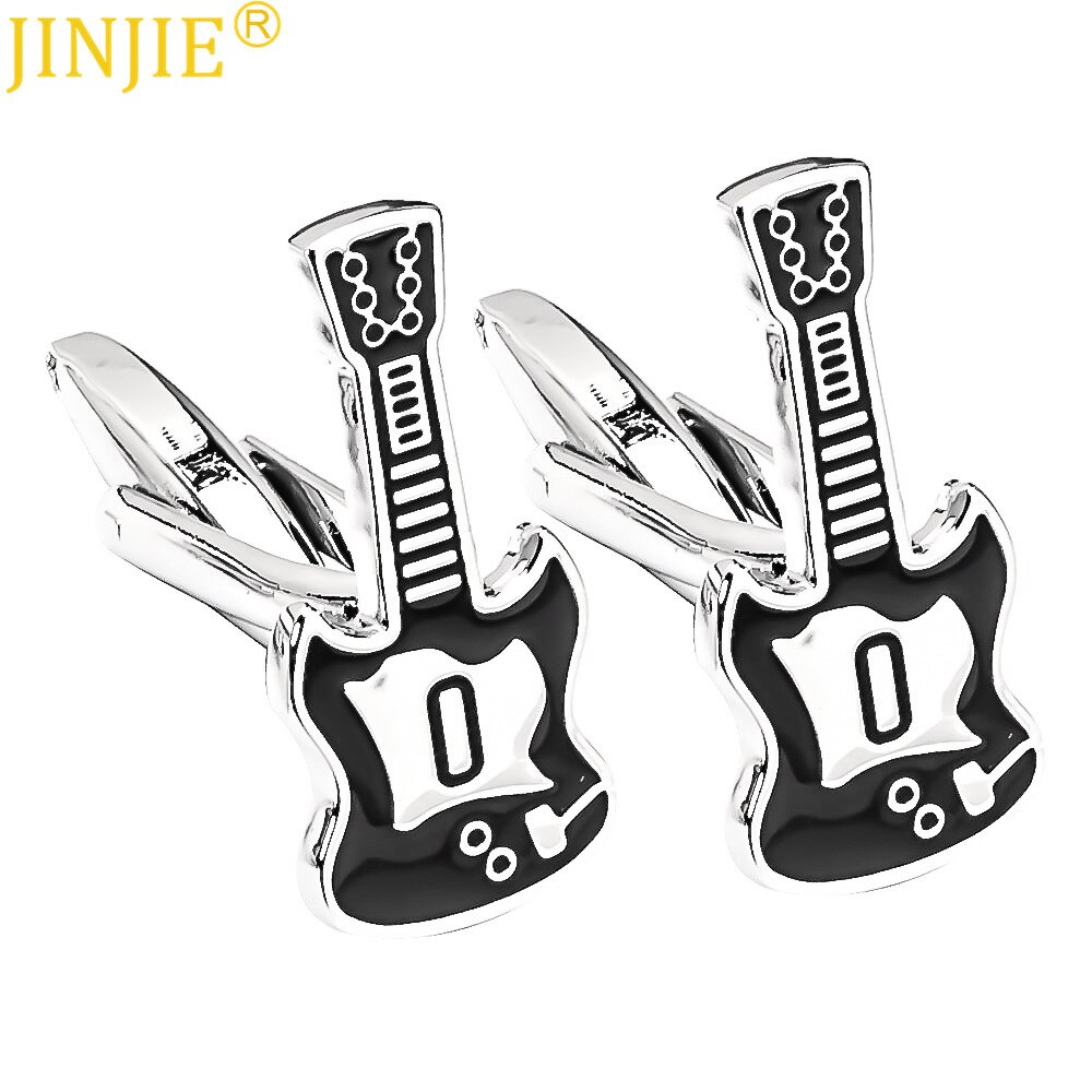 No.0 Black Guitar Punk Cufflinks Painted Cuff Nail Men's Business Casual French Shirt Cuff Buttons Novelty Cufflinks