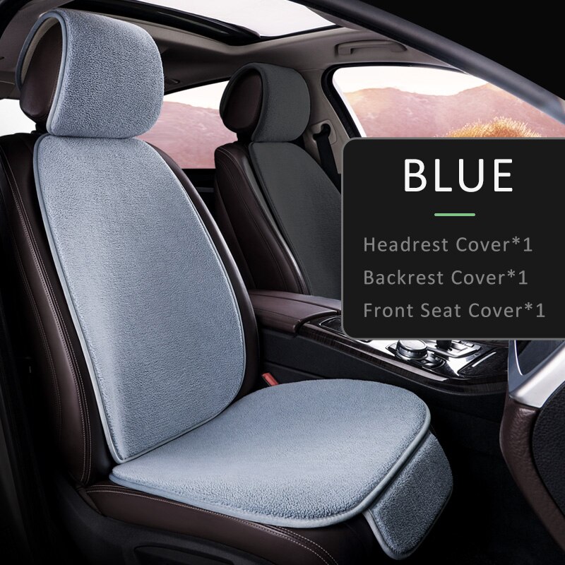 Karcle Car Seat Cover Set Backrest Headrest Cover Protector Polar Fleece Back Pad Mat Universal for Auto Interior Truck SUV: blue-3pcs