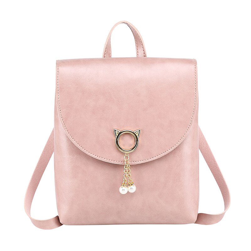 Dames bucket wax leren schoudertas telefoon winter college wind kleine rugzak luxe rugzak reistas: Roze