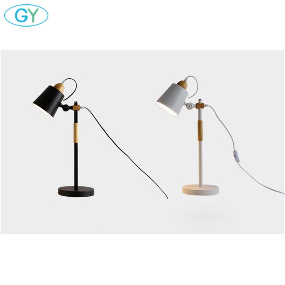 7W Led Bulb desk Lamps Flexible wood Table Lamp Office Studio Home Wooden Table Desk Lighting for Bedroom/Living Room/Cafe Bar