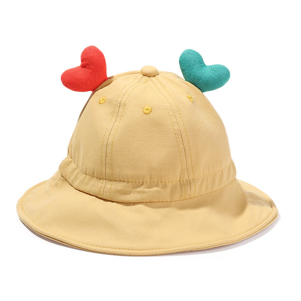 Sombrero de Sol para bebé, gorra para niños, Panamá, Unisex, playa, sombrero de cubo, gorros infantiles de dibujos animados, protección UV, 6-24 meses: yellow