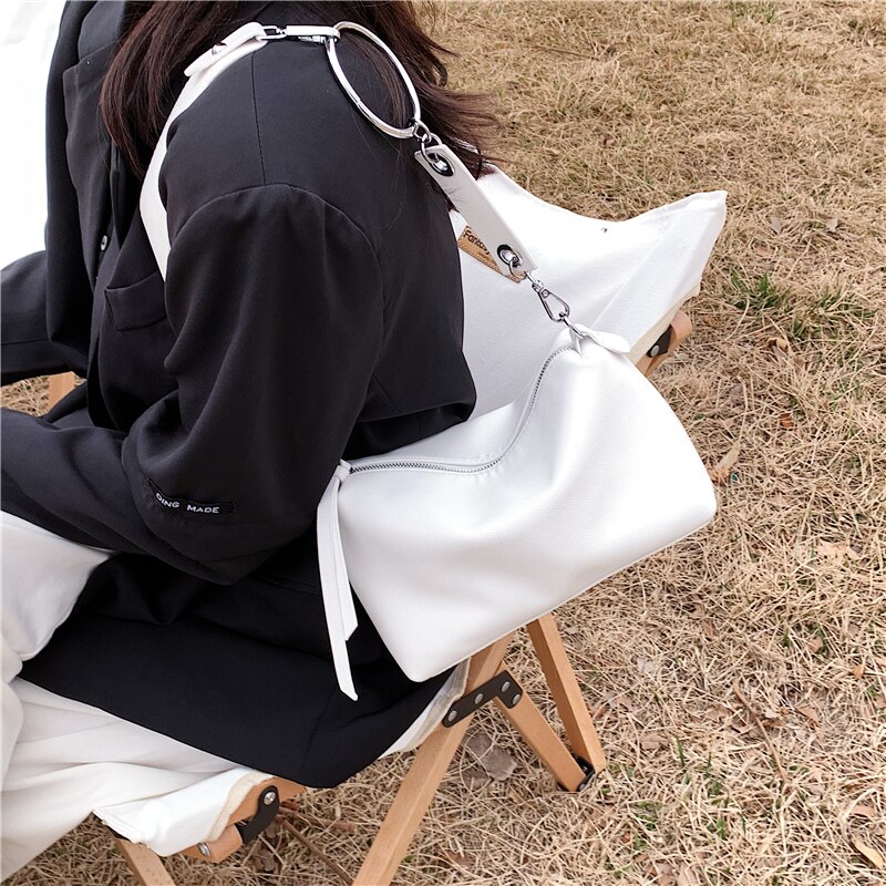 Top Handle Bags Ladies Shoulder Bag Wild Messenger Bag Female Trend Simple Style Bolsos De Mujer: White