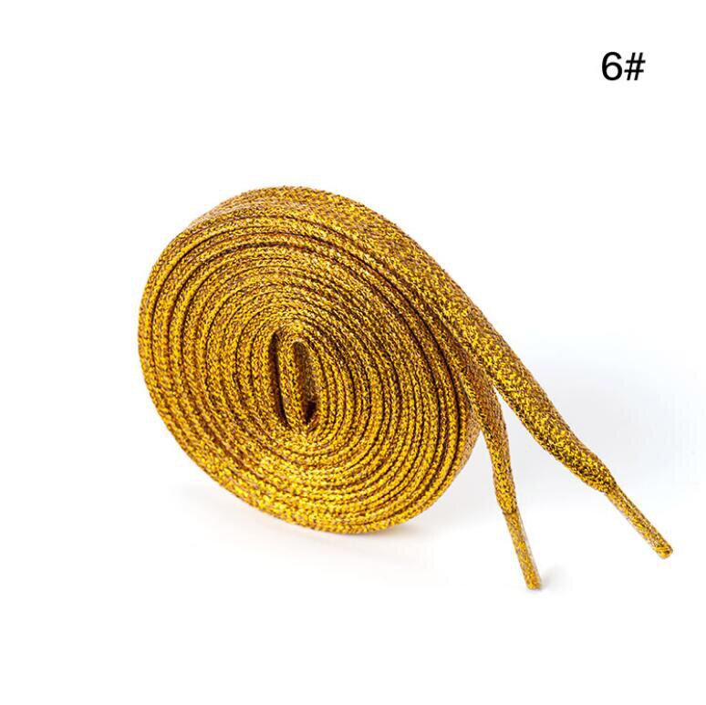 1 par färgglada man kvinnor skosnören sneakers metalliskt glitter glänsande guld skosnören silver platt sport löparsko snörning: 6 guld