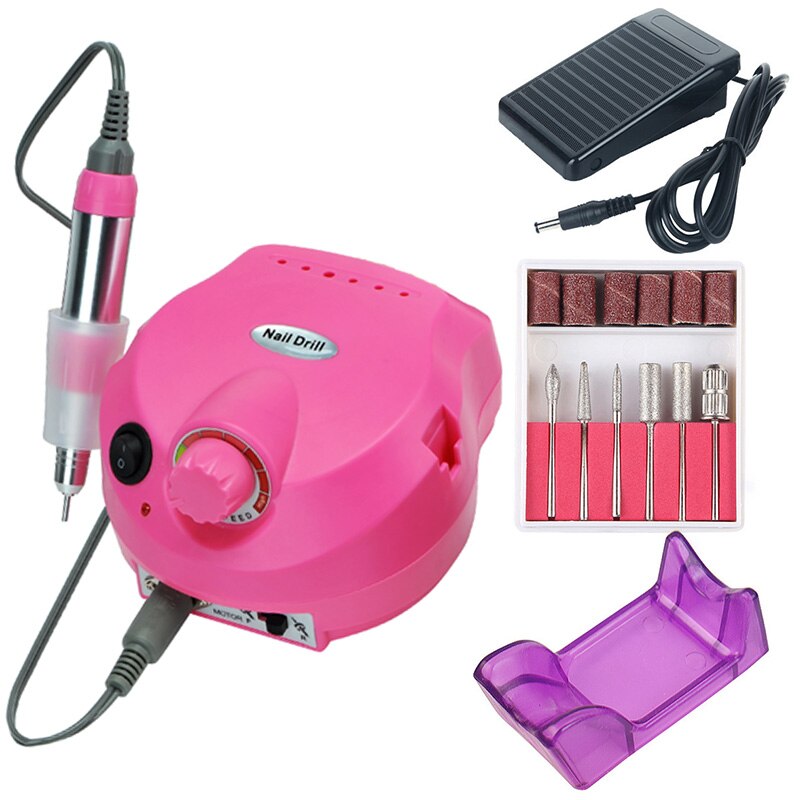 Máquina pulidora eléctrica para uñas, 35000RPM, para manicura y pedicura, taladro potente para salón, máquina a pedales taladro para uñas: 35000 rose