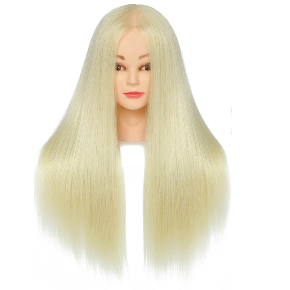 Mannequin Head 100% Synthetic Hair Hairdresser Training Head With Stand Manikin Cosmetology Doll Head For Braiding Styling: Blue-black