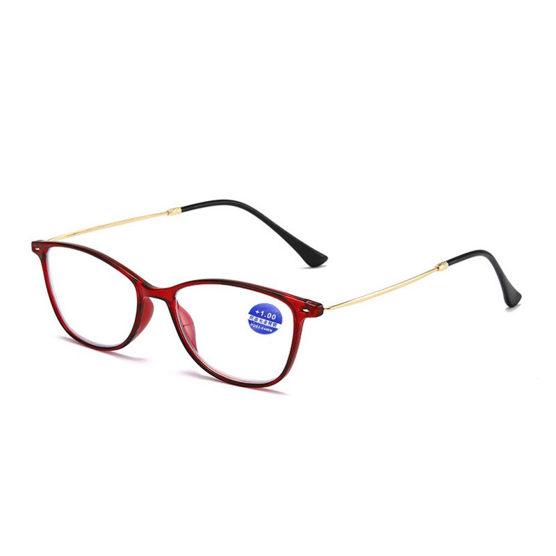 Ahora lunettes de lecture Ultra-léger Anti rayon bleu presbytie lunettes pour dames femmes bleu lumière lunettes dioptries + 1.0 1.5 2 2.0: +350 / Red