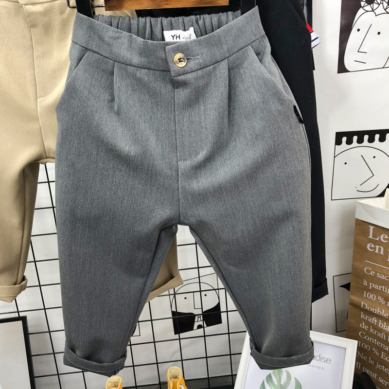 Ins roupa coreana infantil, calças para crianças de 1-8 anos, de algodão, para meninos e meninas, casual, com bolsos de botão, c26, novo, 2020: Cinza / 2T