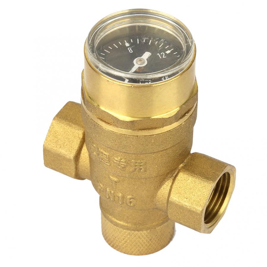 Reducing Regulator Valve 1/2 inch Brass Water Pressure Reducing Valve Relief Valve With Guage Meter Adjustable Water Flow