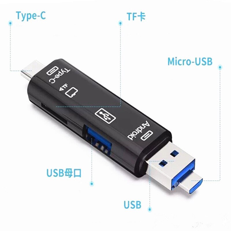 Kebidu All In 1 USB 3.1 OTG Kaartlezer SD TF Micro SD Kaartlezer Type C USB C Micro USB Memory Ondersteuning Mac10 Win7/8/XP/vista