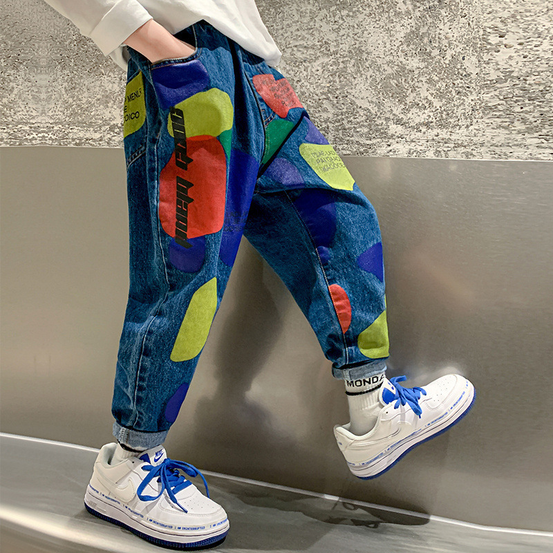 Pantalones vaqueros con estampado de letras para niños, Jeans de para adolescentes de , 5, 7, 8, 12 y 15 años, 2022