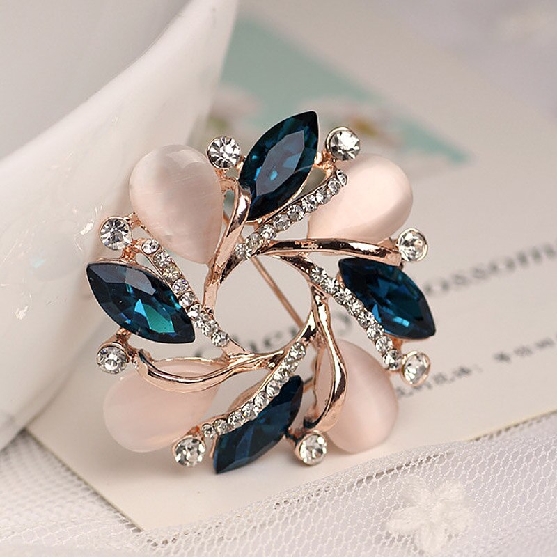 High-Grade Flower Brooch Korean Style Bauhinia Flower Corsage Crystal Rhinestone Brooch Pin Jewelry @M23